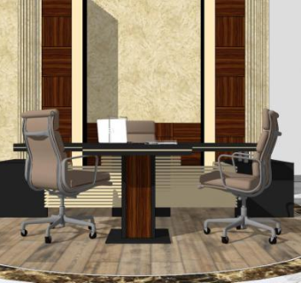 办公室桌子SU模型下载_sketchup草图大师SKP模型