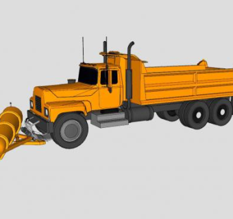 平板雪犁卡车SU模型下载_sketchup草图大师SKP模型