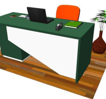 现代办公室桌子SU模型下载_sketchup草图大师SKP模型