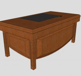 实木老板桌子SU模型下载_sketchup草图大师SKP模型