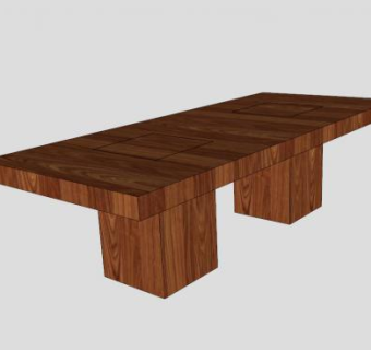 胡桃木办公桌SU模型下载_sketchup草图大师SKP模型