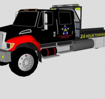 国际平板拖车SU模型下载_sketchup草图大师SKP模型