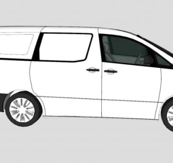 白色面包车SU模型下载_sketchup草图大师SKP模型