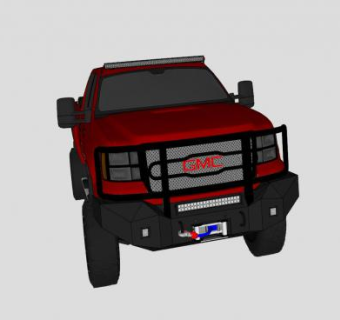 GMC红色皮卡SU模型下载_sketchup草图大师SKP模型