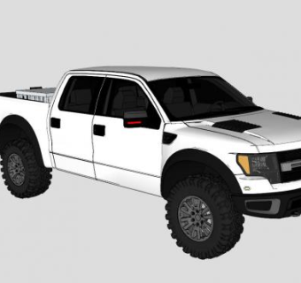 白色福特猛禽SU模型下载_sketchup草图大师SKP模型