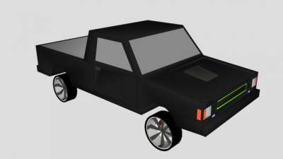 黑色皮卡汽车SU模型下载_sketchup草图大师SKP模型