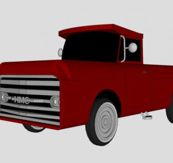 红色皮卡汽车SU模型下载_sketchup草图大师SKP模型