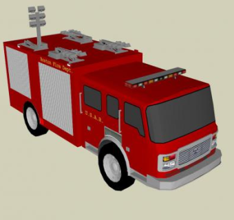 搜救消防车SU模型下载_sketchup草图大师SKP模型