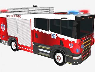 新南威尔士州消防救援车SU模型下载_sketchup草图大师SKP模型
