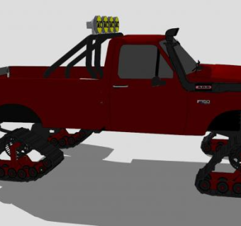 福特F150履带式皮卡SU模型下载_sketchup草图大师SKP模型