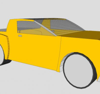 黄色皮卡车辆SU模型下载_sketchup草图大师SKP模型