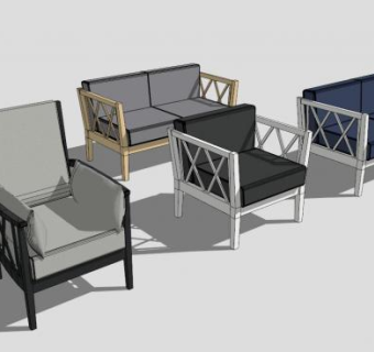 木制扶手椅会议厅椅子SU模型下载_sketchup草图大师SKP模型