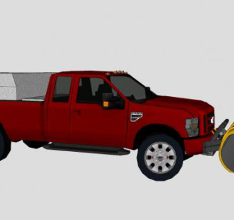 福特F250雪犁卡车SU模型下载_sketchup草图大师SKP模型