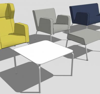 会议大安乐椅SU模型下载_sketchup草图大师SKP模型