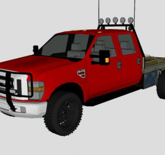 福特F350平板卡车SU模型下载_sketchup草图大师SKP模型