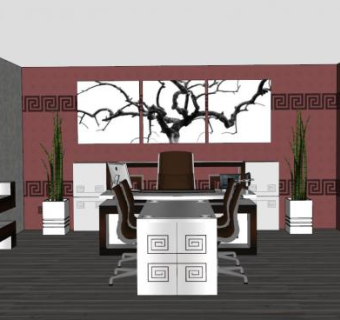办公室老板室会议椅子SU模型下载_sketchup草图大师SKP模型