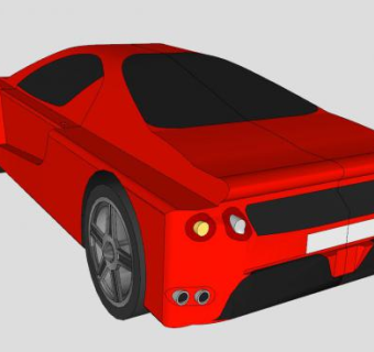 红色法拉利恩佐跑车SU模型下载_sketchup草图大师SKP模型