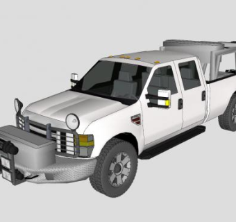 福特f350皮卡运输车SU模型下载_sketchup草图大师SKP模型
