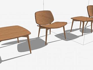 木椅桌办公椅子SU模型下载_sketchup草图大师SKP模型