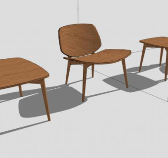 木椅桌办公椅子SU模型下载_sketchup草图大师SKP模型