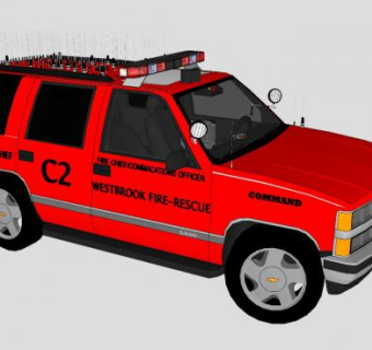 雪佛兰消防越野车SU模型下载_sketchup草图大师SKP模型