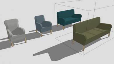 沙发办公软座椅SU模型下载_sketchup草图大师SKP模型