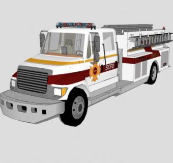 白色抢险消防车SU模型下载_sketchup草图大师SKP模型