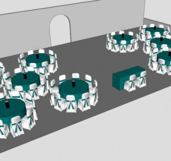 婚宴餐桌SU模型下载_sketchup草图大师SKP模型