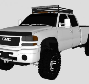 GMC西拉白色皮卡SU模型下载_sketchup草图大师SKP模型
