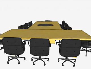 总部会议室桌椅SU模型下载_sketchup草图大师SKP模型