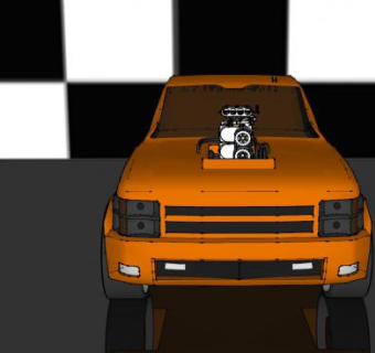 雪佛兰土黄色皮卡SU模型下载_sketchup草图大师SKP模型