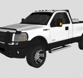 白色福特F150皮卡SU模型下载_sketchup草图大师SKP模型