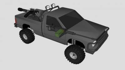 黑色皮卡SU模型下载_sketchup草图大师SKP模型