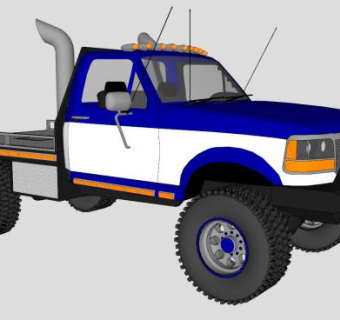 福特F350皮卡SU模型下载_sketchup草图大师SKP模型