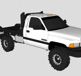 白色道奇平板汽车SU模型下载_sketchup草图大师SKP模型