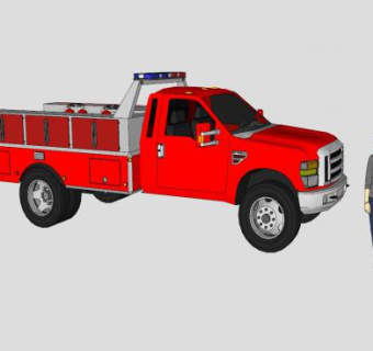 福特F350消防车SU模型下载_sketchup草图大师SKP模型
