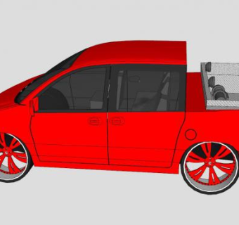 普利茅斯红色拖车SU模型下载_sketchup草图大师SKP模型