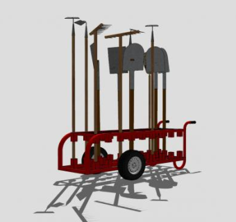 农具手推车SU模型下载_sketchup草图大师SKP模型