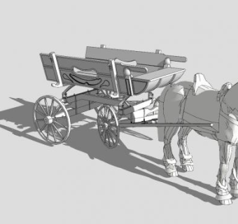 欧式载货马车SU模型下载_sketchup草图大师SKP模型