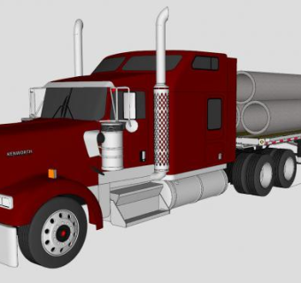 肯沃斯平板拖车SU模型下载_sketchup草图大师SKP模型