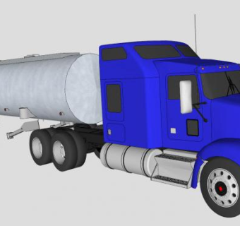 肯沃斯双挂油罐车SU模型下载_sketchup草图大师SKP模型