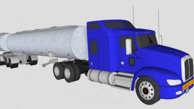 肯沃斯双挂油罐车SU模型下载_sketchup草图大师SKP模型