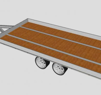 货车平板拖车SU模型下载_sketchup草图大师SKP模型