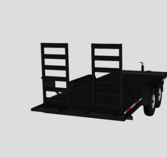黑色平板车拖车SU模型下载_sketchup草图大师SKP模型