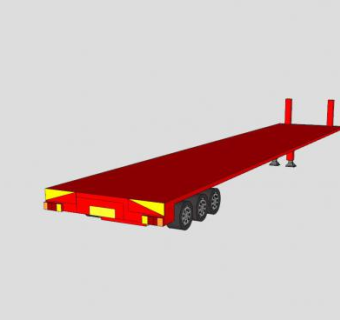 三轴平板拖车SU模型下载_sketchup草图大师SKP模型