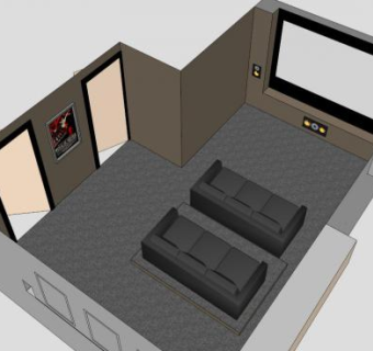 家庭电影院躺椅SU模型下载_sketchup草图大师SKP模型