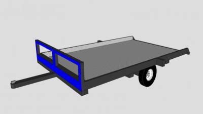 钢板平板拖车SU模型下载_sketchup草图大师SKP模型