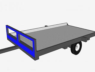 钢板平板拖车SU模型下载_sketchup草图大师SKP模型