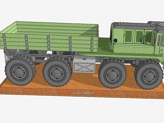 重型拖车拖拉机SU模型下载_sketchup草图大师SKP模型