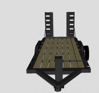 木板平板拖车SU模型下载_sketchup草图大师SKP模型